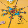 Nappe de table TARZ FASSI, couleur moutarde motif noir / multi-couleur - Ronde 200 cm