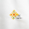Nappe de table TARZ FASSI, couleur blanche motif moutarde / multi-couleur - Ronde 200 cm