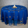 Nappe de table TARZ FASSI, couleur bleu motif moutarde / multi-couleur - Ronde 200 cm