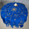 Nappe de table TARZ FASSI, couleur bleu motif moutarde / multi-couleur - Ronde 200 cm